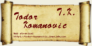 Todor Komanović vizit kartica